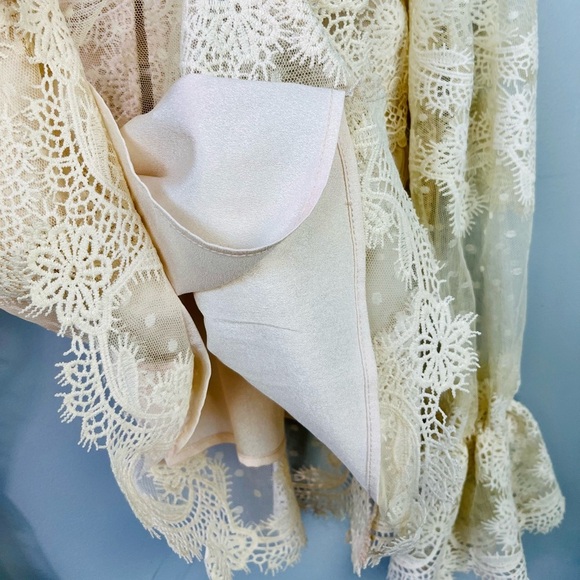NEW | Anthropologie Champagne & Strawberry Ivory Lace Blouse - Picture 5 of 13